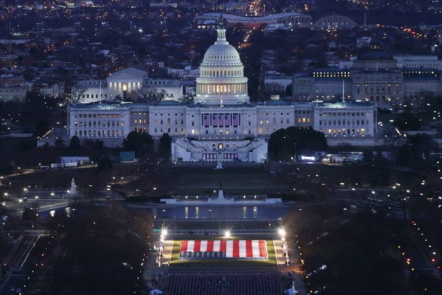 <p>The US Capitol decked out for the inauguration</p>