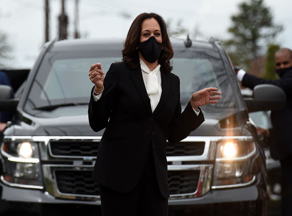 <p>Kamala Harris pictured dancing on the campaign trail - this week she’ll be sworn in as vice-president</p>