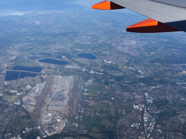 Quiet zone: Heathrow airport, west of London, seen from an easyJet plane