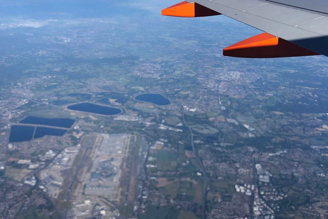 Quiet zone: Heathrow airport, west of London, seen from an easyJet plane