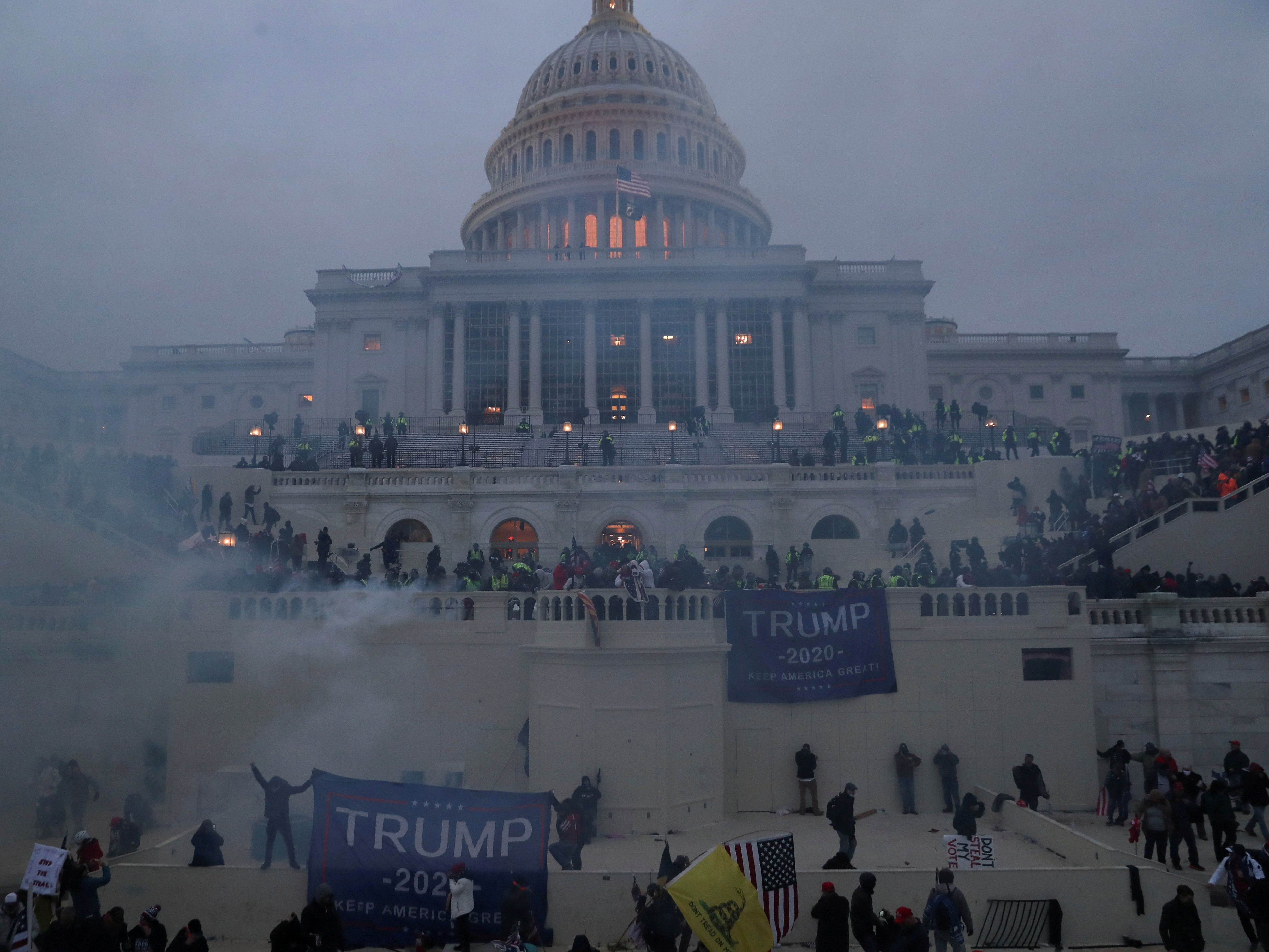 A mob of pro-Trump supporters breach the US Capitol Building in Washington, US, 6 January, 2021