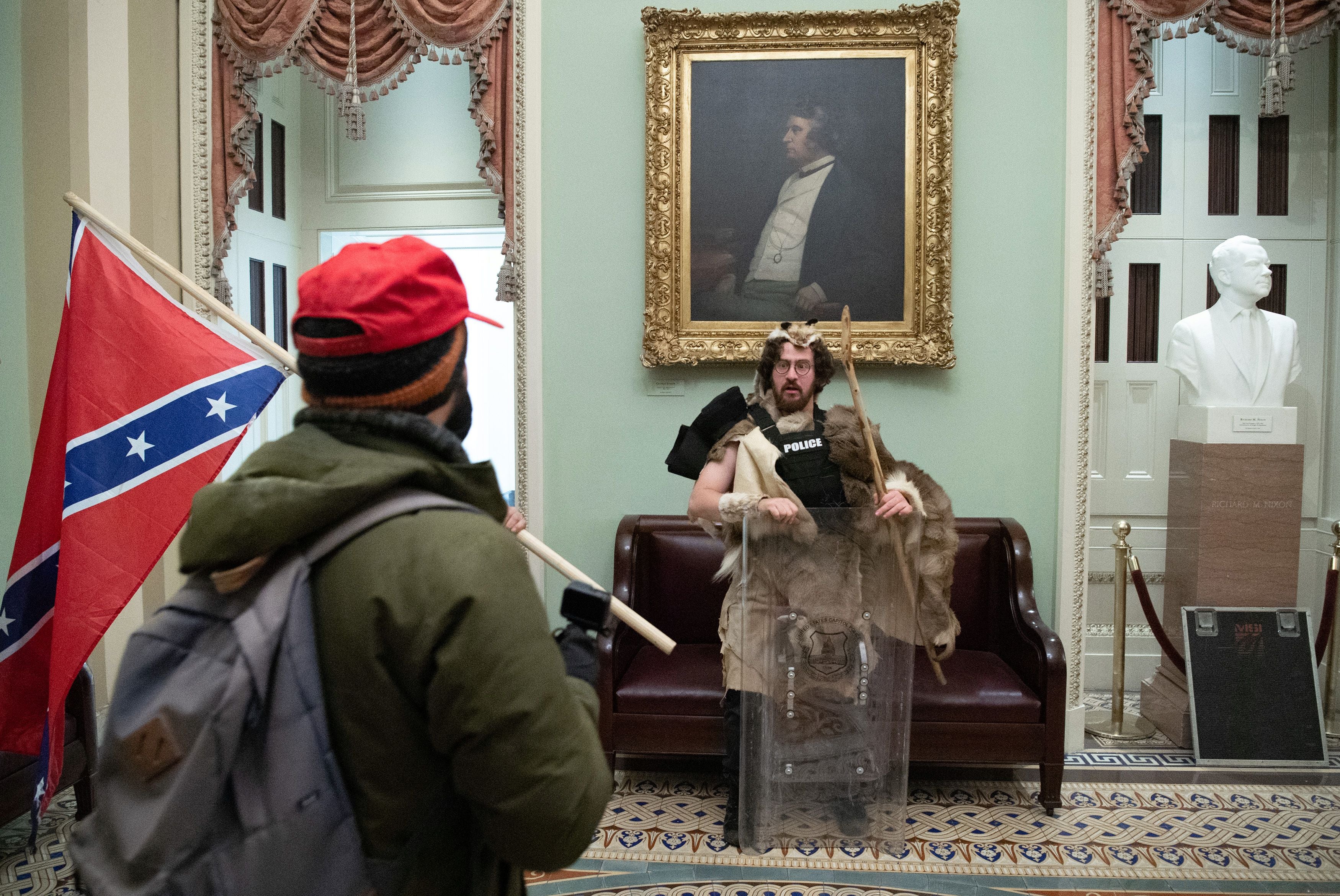 Aaron Mostofsky - dressed in fur - was among those arrested after Capitol riot