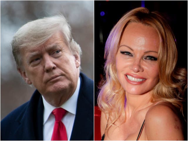 <p>Donald Trump y la estrella de Baywatch Pamela Anderson.</p>