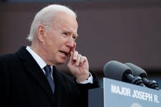 Biden cries in emotional speech before heading to Washington