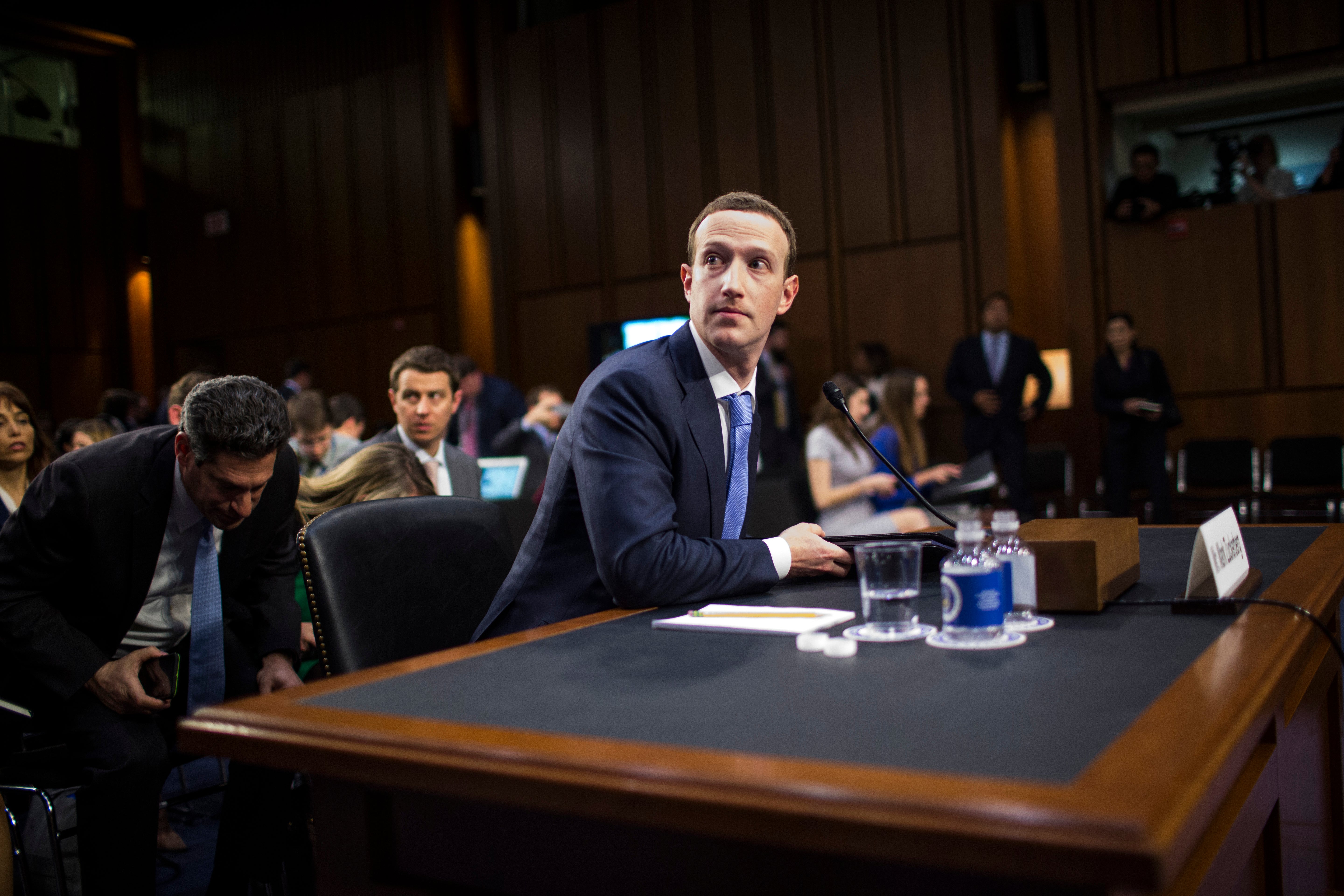Facebook’s Mark Zuckerberg testifies before a combined Senate Judiciary and Commerce committee hearing in 2018&nbsp;