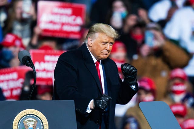 Trump dances for a crowd after speaking at a rally in October 2020