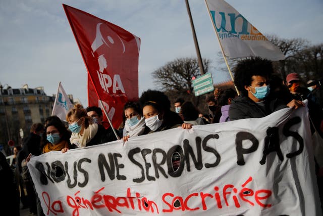 Virus Outbreak France Students Protest