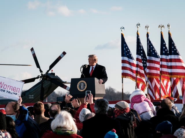 <p>Trump at Joint Base Andrews in Maryland on his last day as president</p>