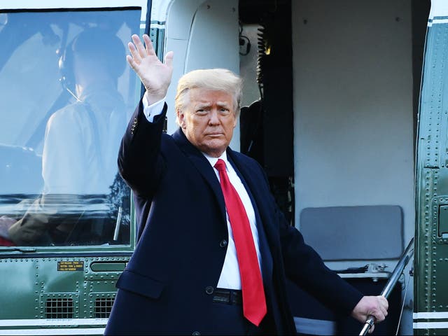 Trump boards Marine One as his one-term presidency comes to an end