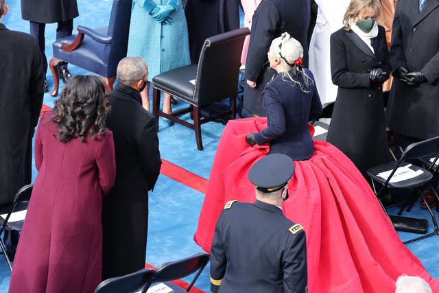 <p>Al salir del escenario, Gaga agradeció a Biden y a la vicepresidenta Kamala Harris.</p>