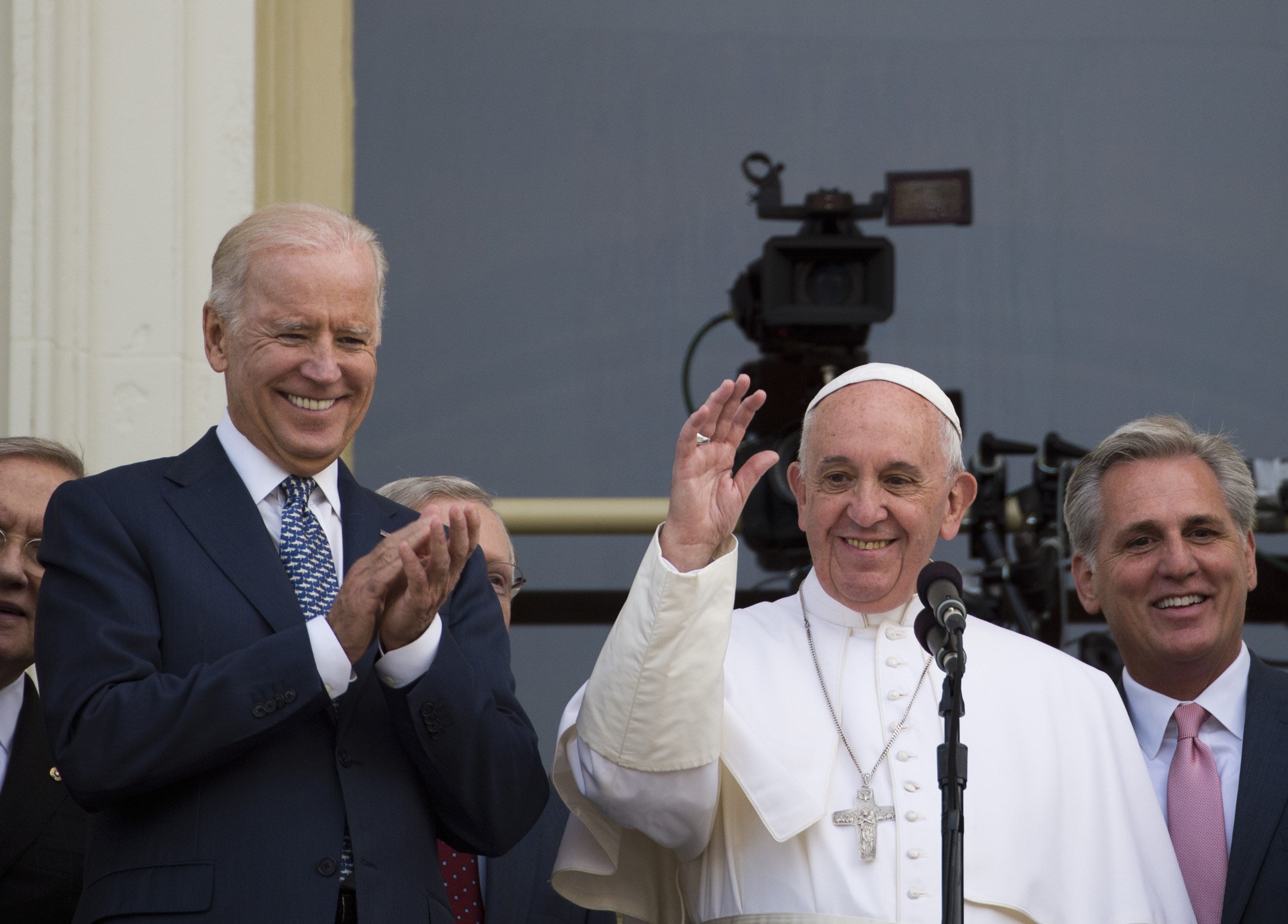 Then vice president Joe Biden with Pope Francis at the US Capitol in 2015