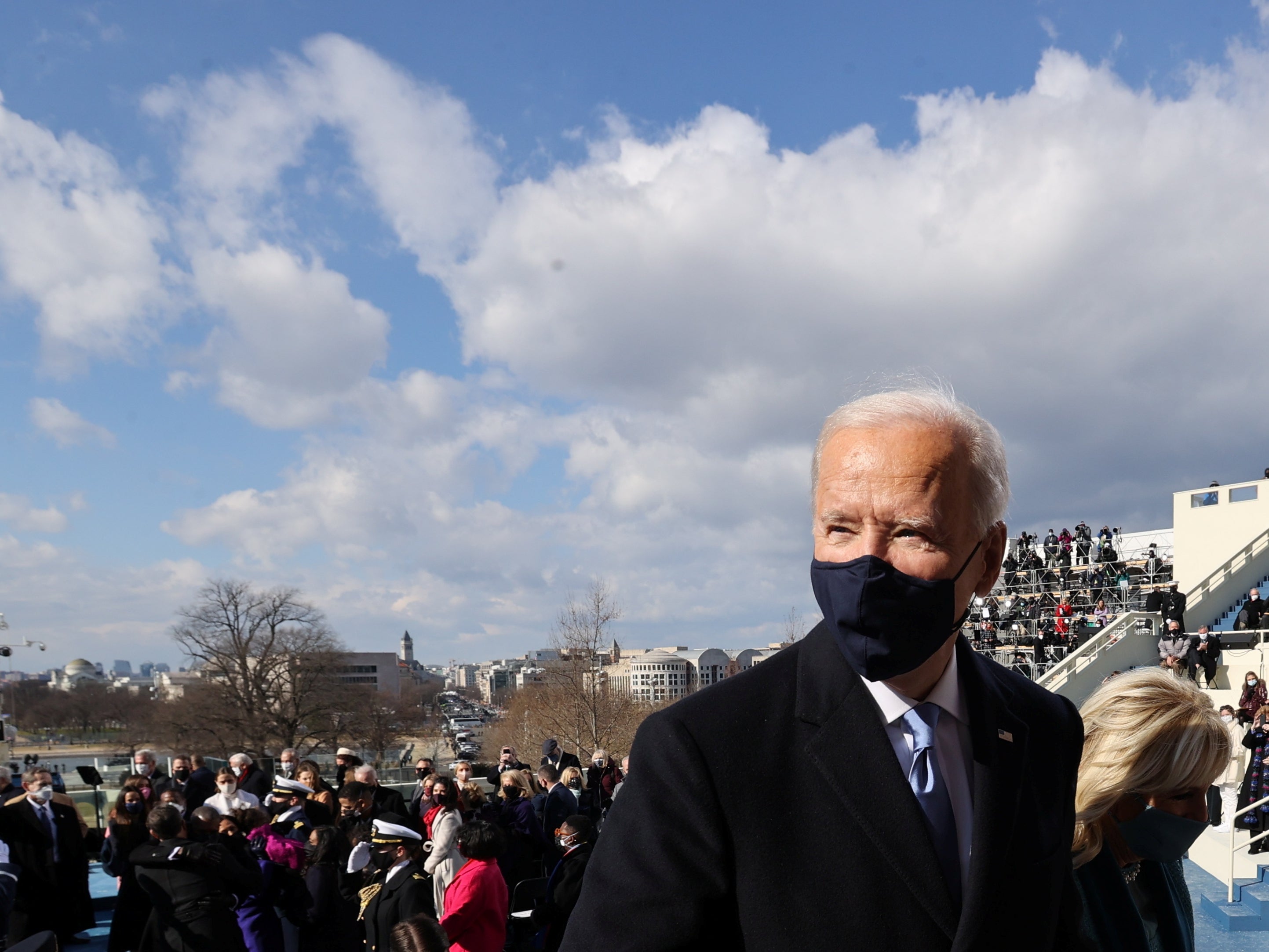 <p>President Joe Biden and the first lady Dr Jill Biden leave Wednesday’s inauguration ceremony at the US Capitol in Washington</p>