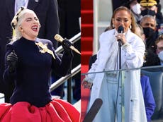 The outfits Lady Gaga and Jennifer Lopez wore to inauguration