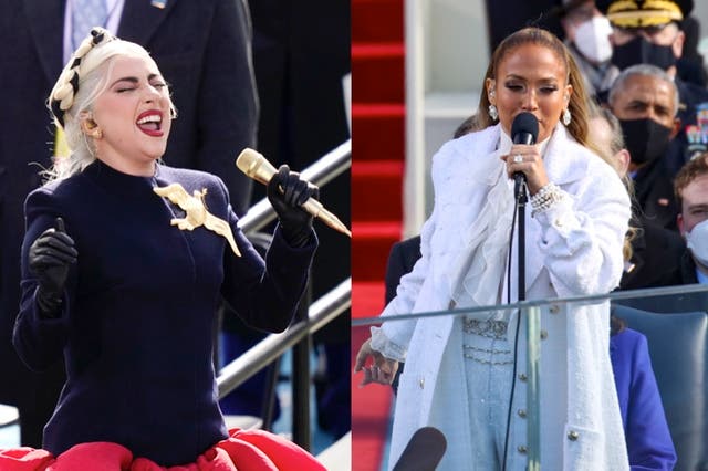 Lady Gaga and Jennifer Lopez perform at inauguration 