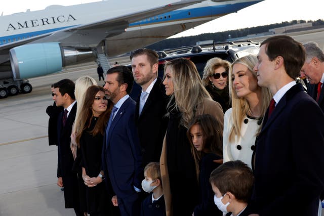 <p>Trump family members leave Washington DC on Wednesday</p>