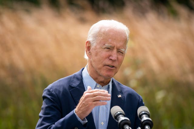 <p>Joe Biden speaks about climate change and the wildfires on the West Coast at the Delaware Museum of Natural History on September 14, 2020 in Wilmington, Delaware.</p>
