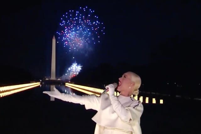 <p>Katy Perry closes inauguration concert with explosive firework display</p>