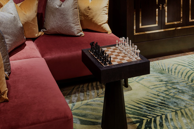 <p>Get ahead of the game with a vintage chess set/coffee table</p>