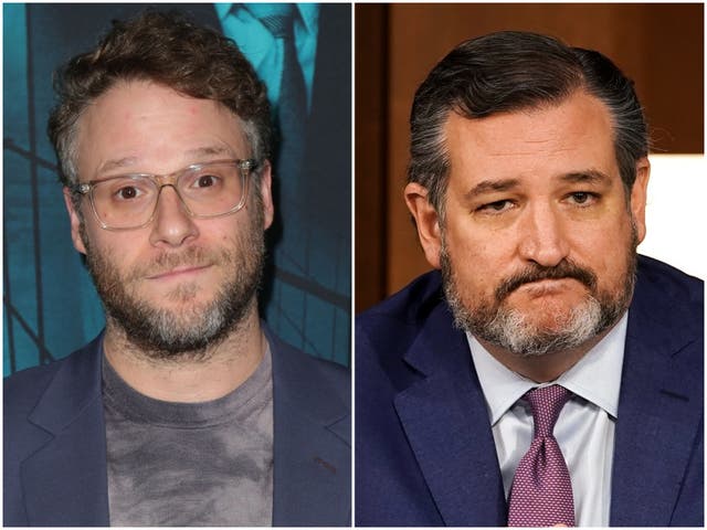 El actor y cineasta Seth Rogen, y el gobernador de Estados Unidos Ted Cruz