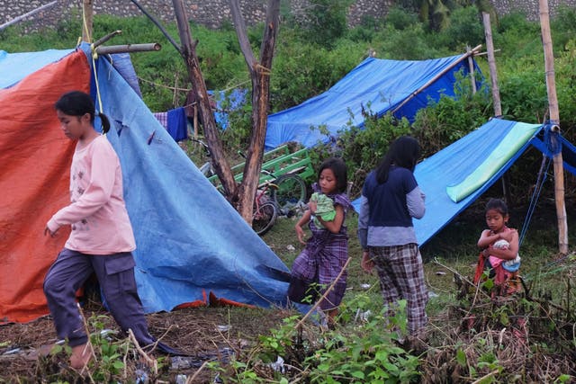 Evacuees are living in refugee camps after the earthquake that struck Majene, West Sulawesi several days ago