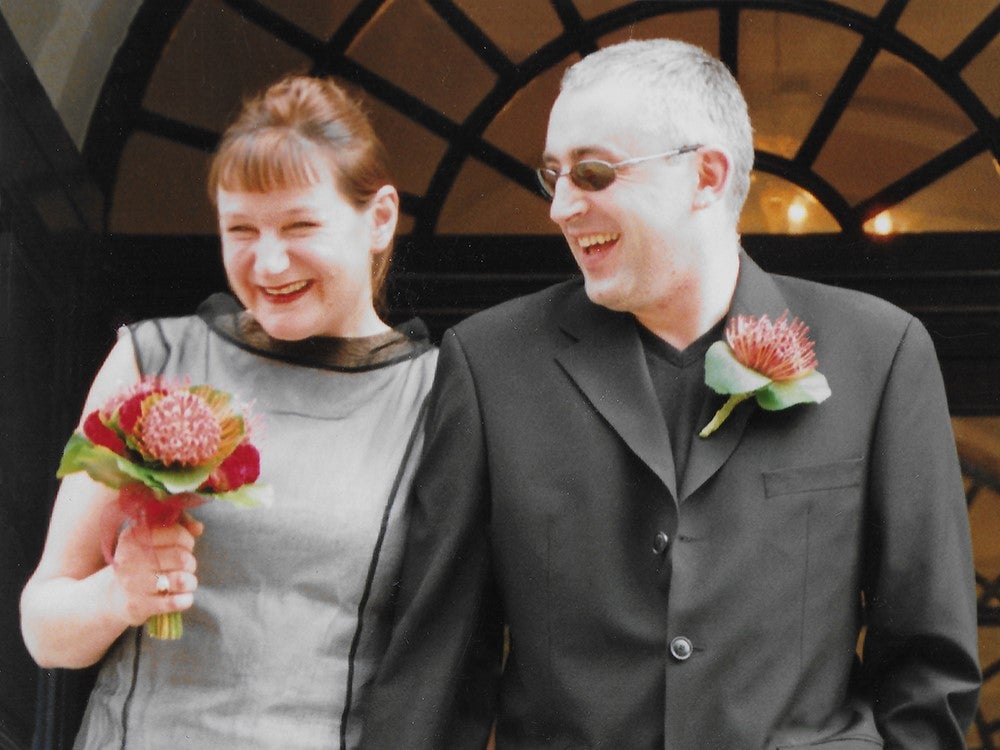 Edwina FitzPatrick and Nik Devlin on their wedding day