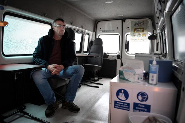 <p>Peter Krykant set up the UK’s first unofficial overdose prevention facility in Glasgow using a repurposed van </p>