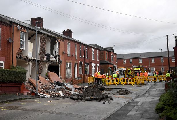 Collapsed homes in Walmer Street, Manchester