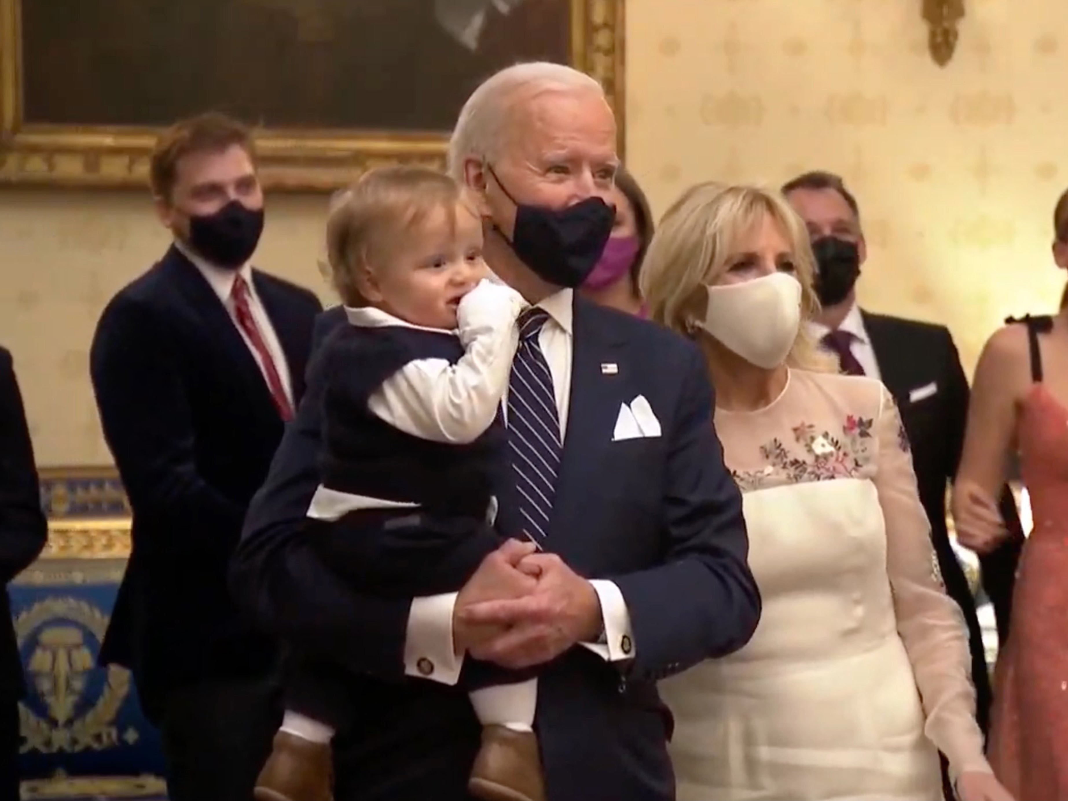 Joe Biden holds baby Beau Biden on inauguration night