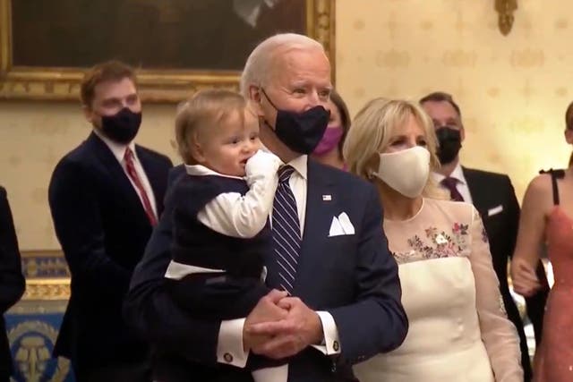 Joe Biden holds baby Beau Biden on inauguration night 