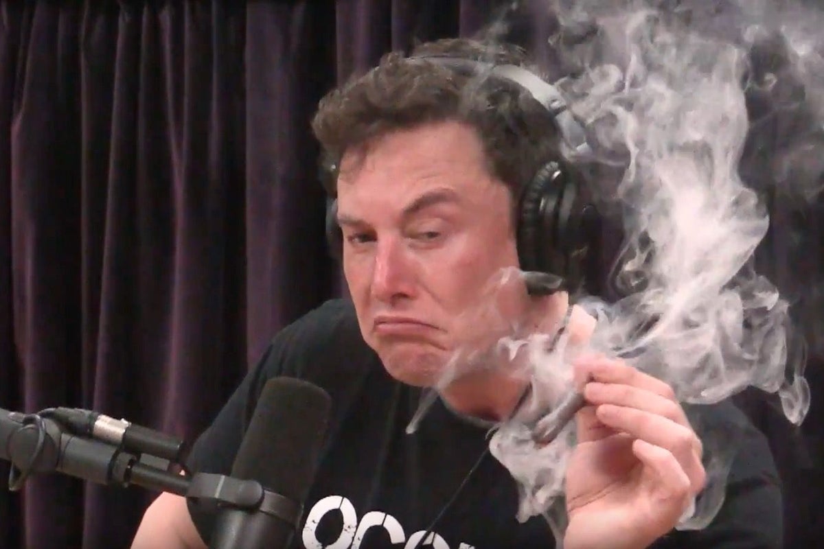Elon Musk takes a drag on a joint and the Tesla share price tumbled