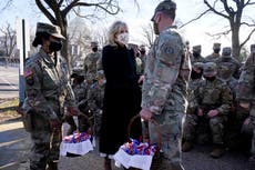 Jill Biden visits Capitol troops with cookies amid garage row