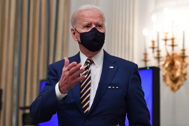 President Joe Biden speaks about the Covid-19 response before signing executive orders for economic relief on 22 January, 2021