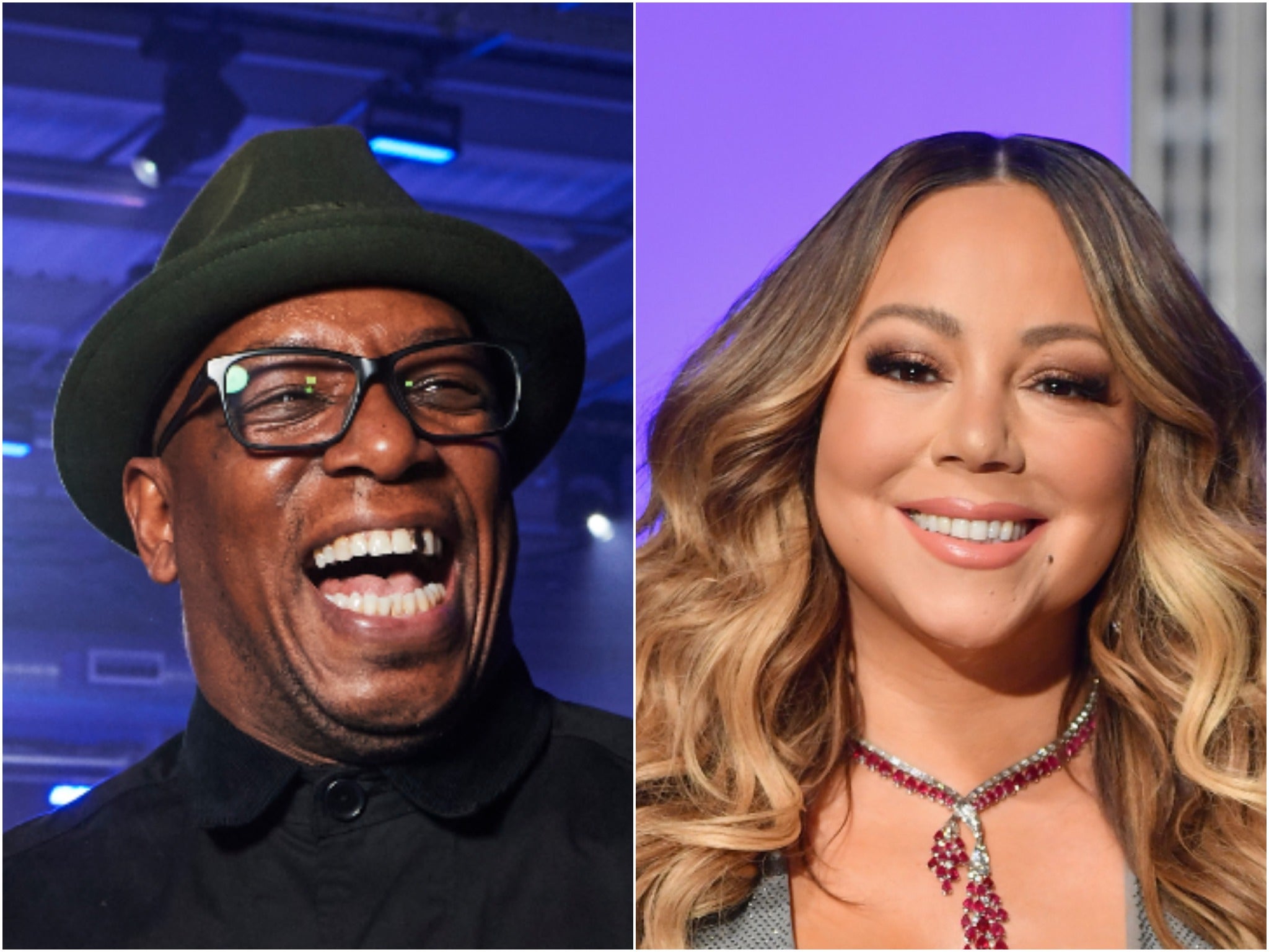 Ex-England footballer Ian Wright and singer-songwriter Mariah Carey