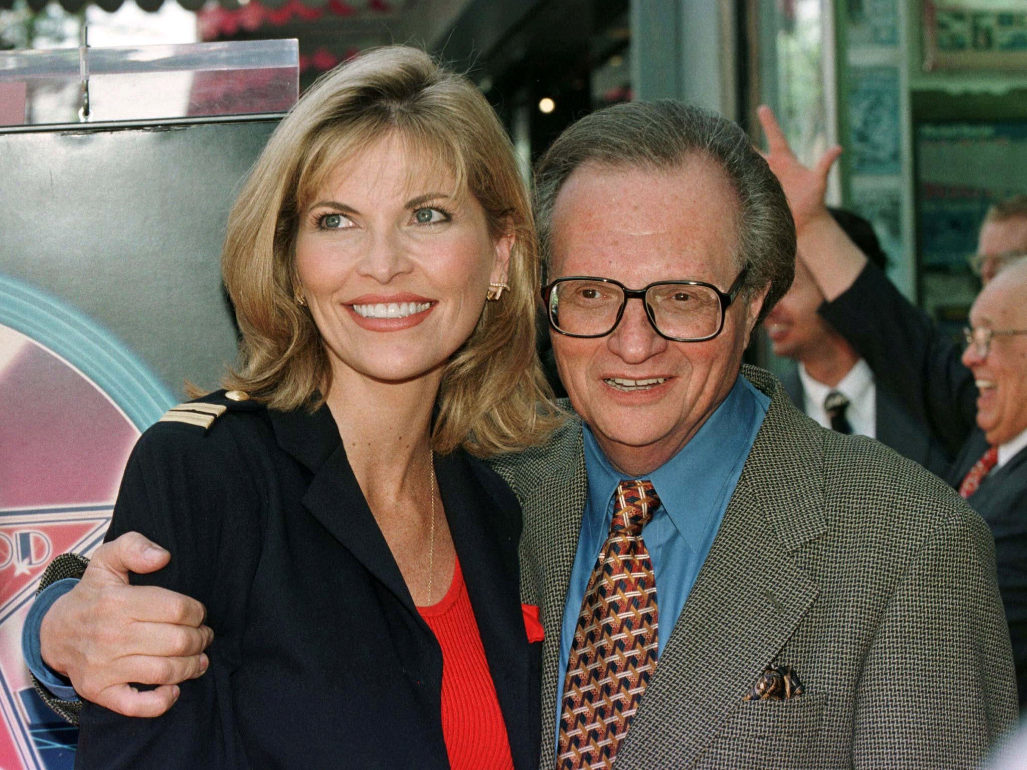 King poses with Shawn Southwick in 1997 at the unveiling of his star on the Hollywood Walk of Fame