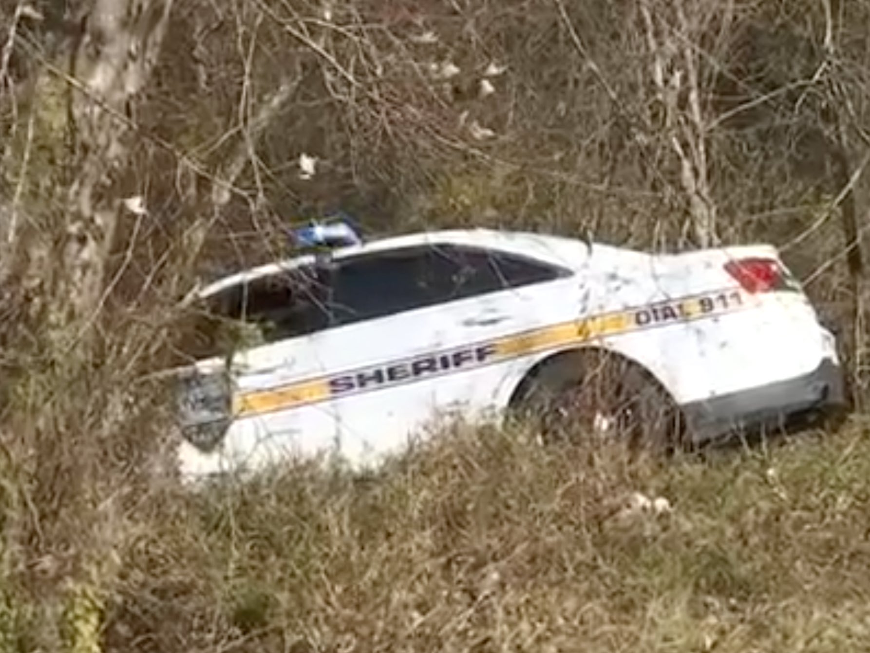The marked police car allegedly crashed by Joshua Shenker on Thursday 21 January 2021