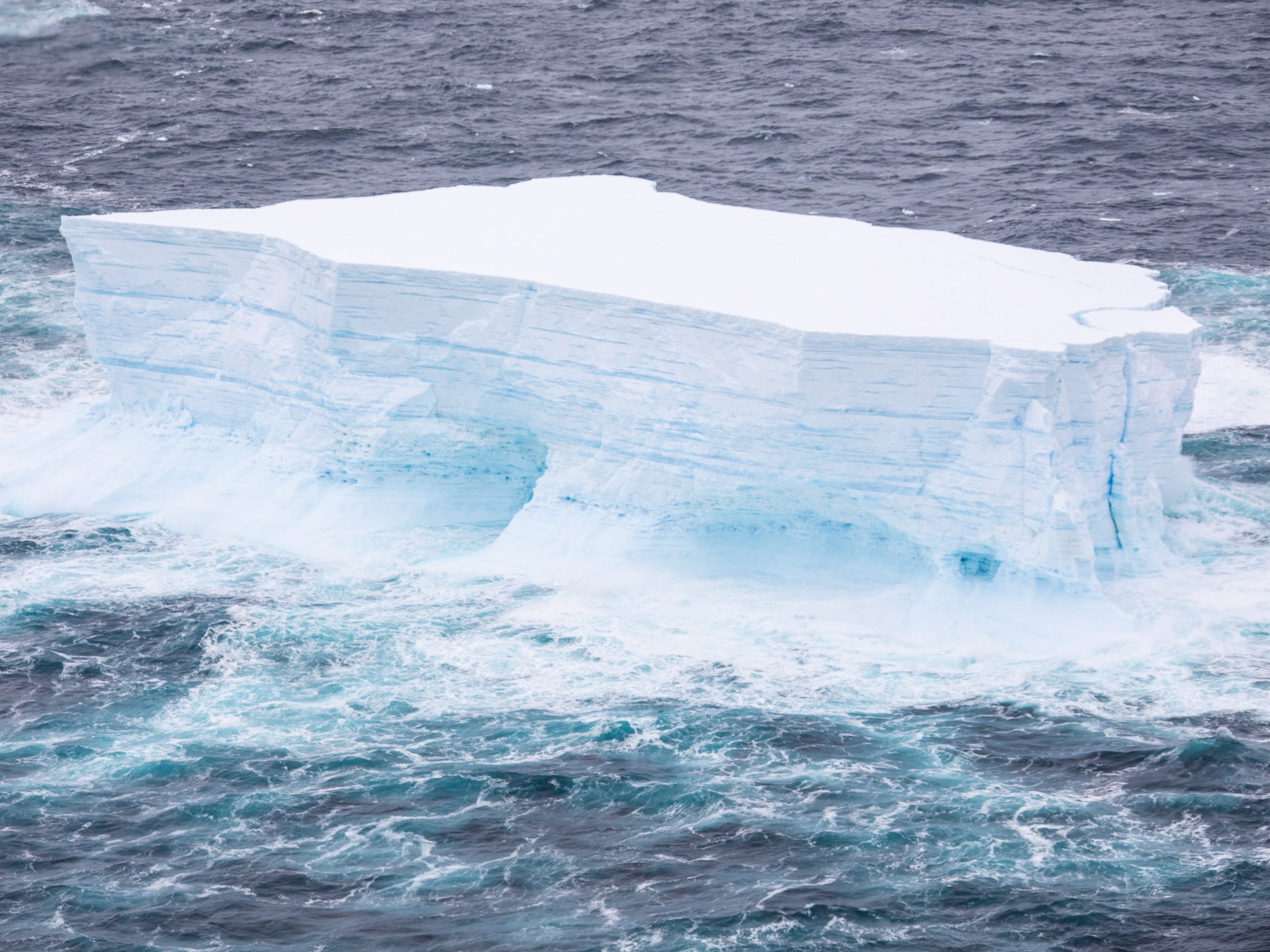 One of the largest icebergs ever recorded was photographed as it floated from Antarctica towards the island of South Georgia