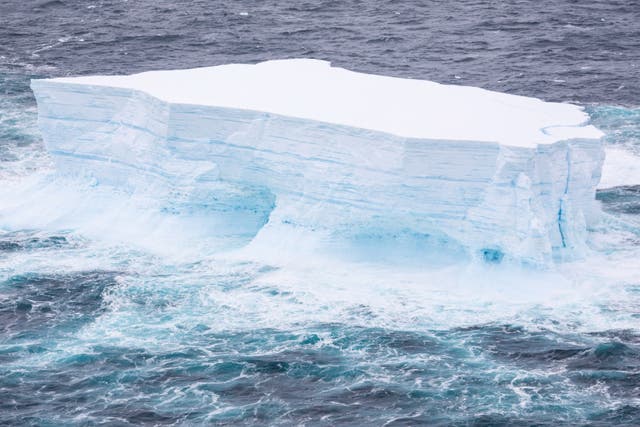 <p>One of the largest icebergs ever recorded was photographed as it floated from Antarctica towards the island of South Georgia</p>