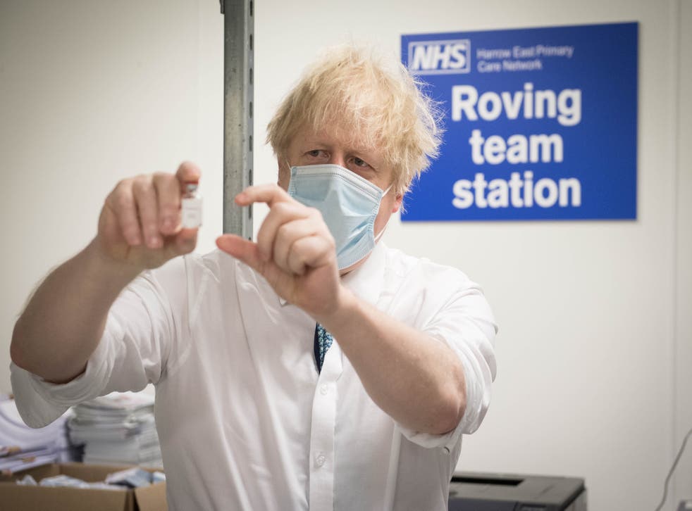Boris Johnson on Monday visit to vaccine centre