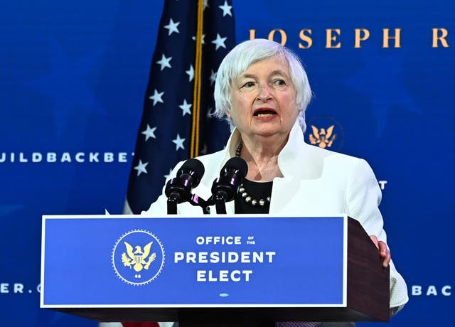 Janet Yellen, nominee for US Treasury Secretary, speaks during a cabinet announcement event at The Queen Theater in Wilmington, Delaware