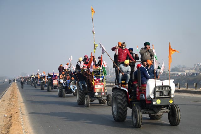 <p>The tractor rally threatened to overshadow the Republic Day military parade</p>