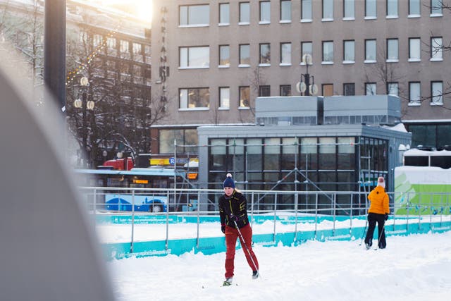 Lahti is encouraging locals to get around on skis