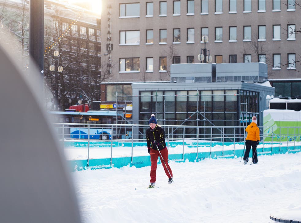 Lahti is encouraging locals to get around on skis