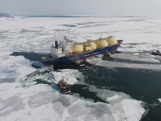 An LNG tanker in the Arctic