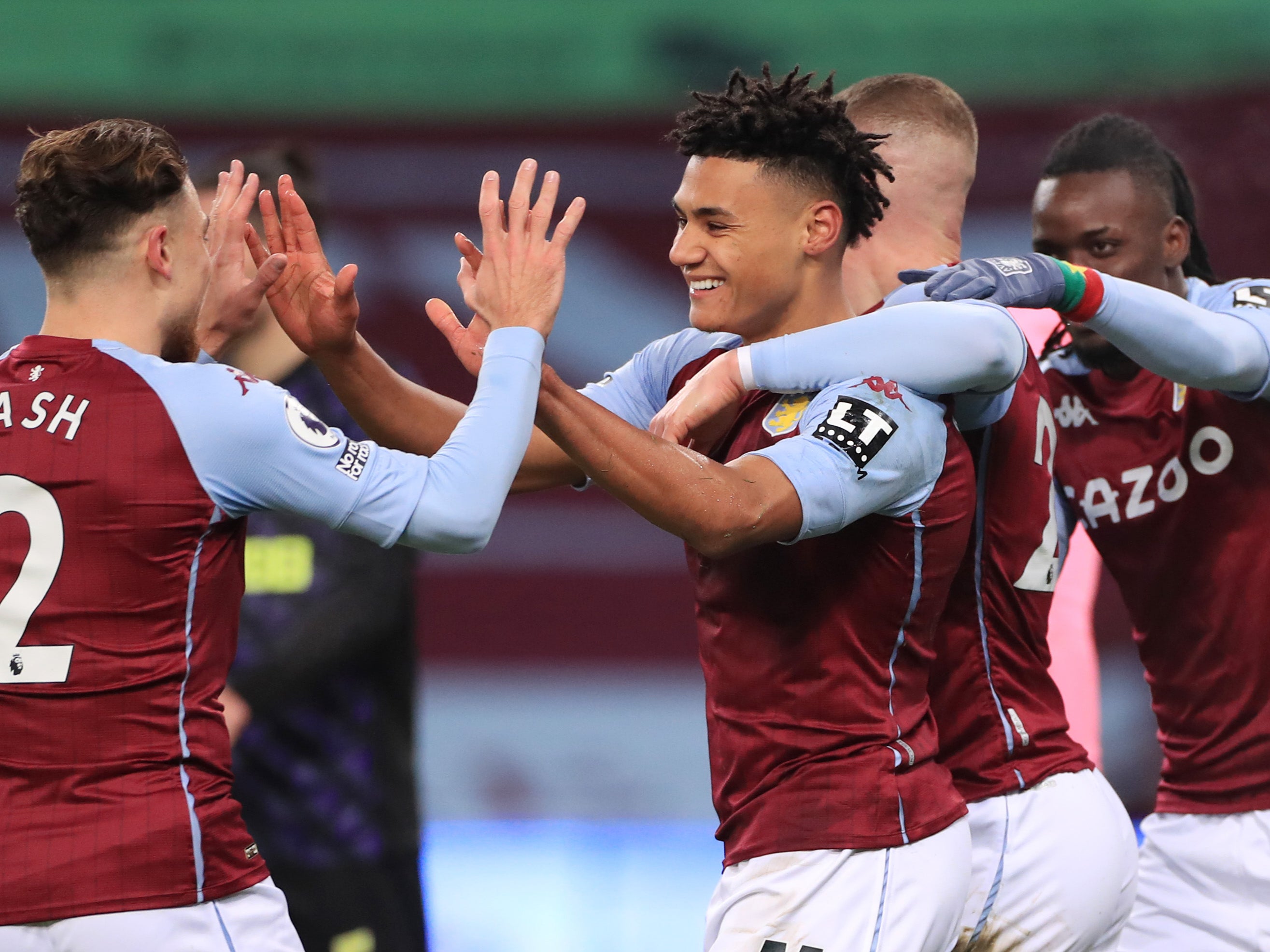 Ollie Watkins (centre) joined Aston Villa from Brentford in the summer