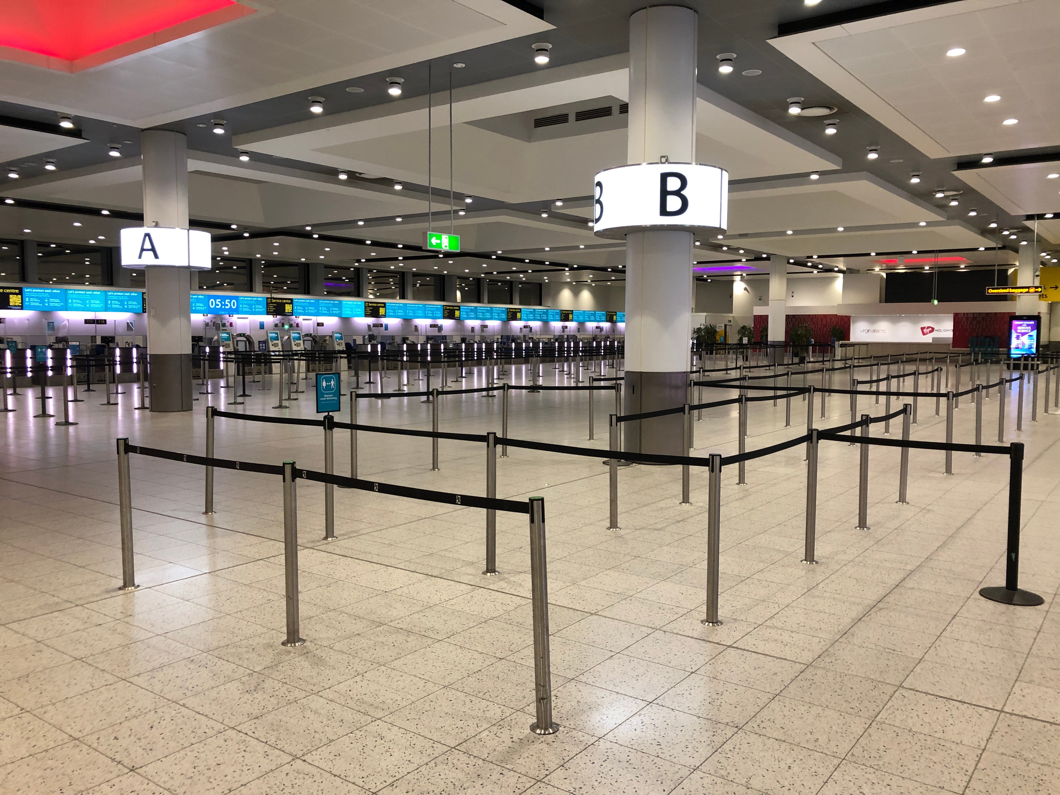 Empty quarter: Gatwick Airport North Terminal, from which no more than 12 flights are set to depart today