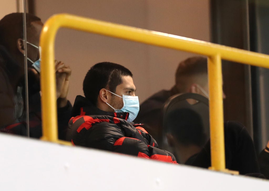 Raul Jimenez of Wolverhampton Wanderers watches from the stands