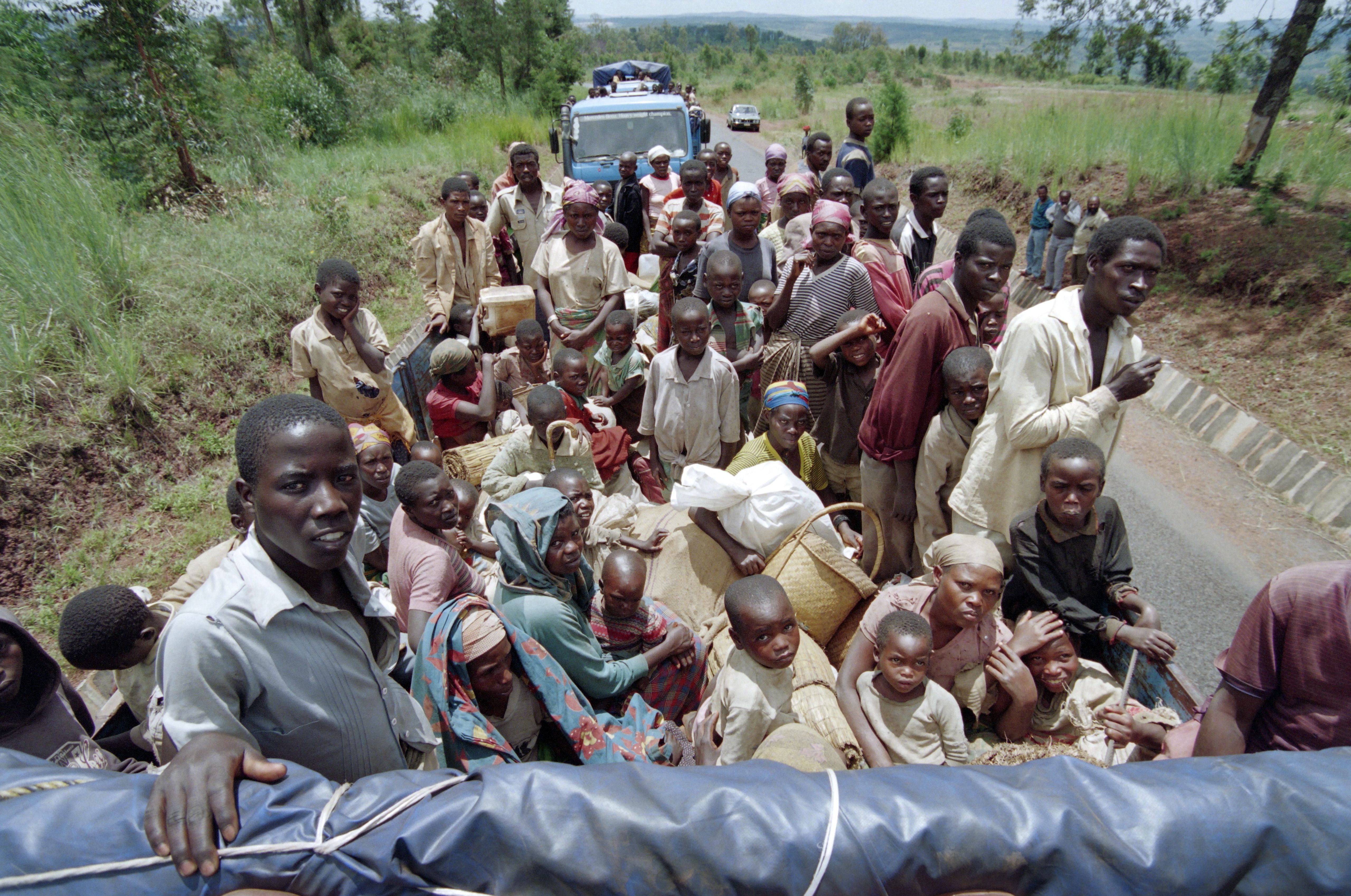 A UN convoy with 300 Rwandan Hutu refugees is held up by Burundian soldiers in April 1995