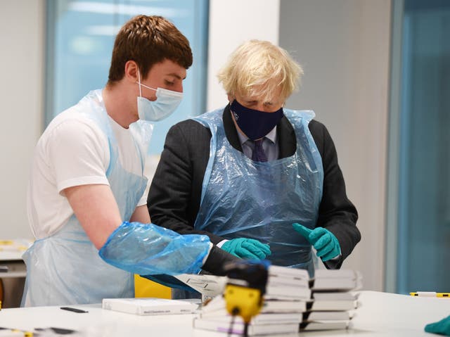Prime Minister Boris Johnson visits the Lighthouse Laboratory at Queen Elizabeth University Hospital campus in Glasgow