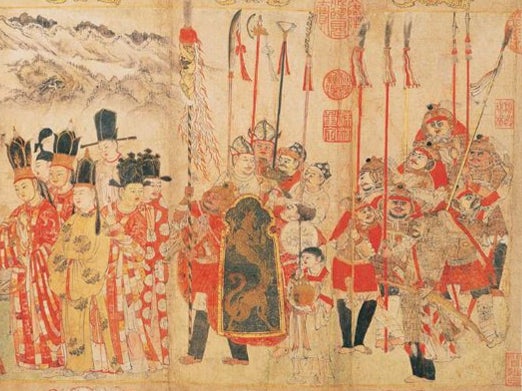 The Nanzhao Empire (and its successor state, the Kingdom of Dali) both had special elite barefoot military forces. This painting from the period shows those troops with their helmets, leather armour and weapons