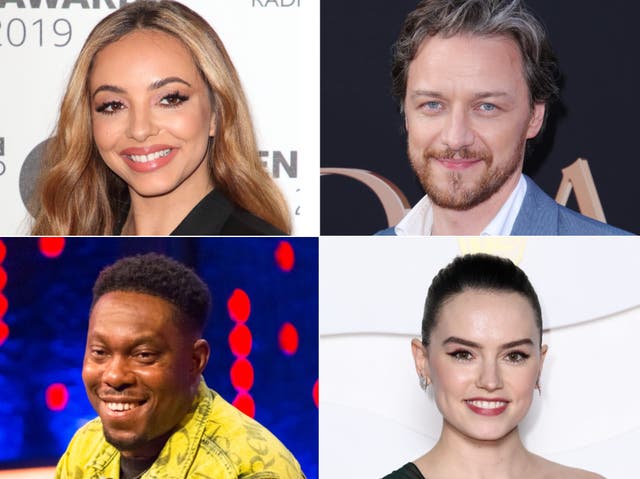 Top left clockwise: Jade Thirlwall, James McAvoy, Daisy Ridley and Dizzee Rascal are all taking part in Celebrity Bake Off